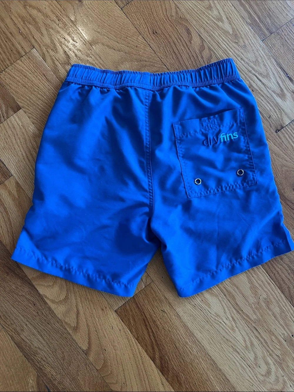 DryFins Royal Classic Blue Boys Swim Trunks with Lime Drawstring Kids 6/7